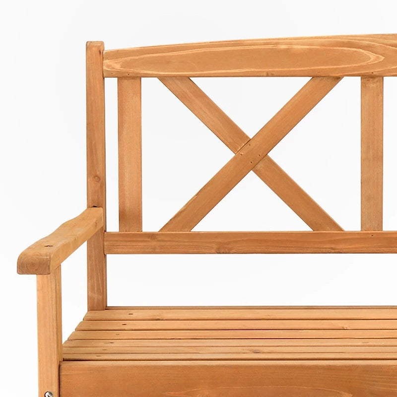 Banc en bois d'extérieur à dossier croisé en sapin