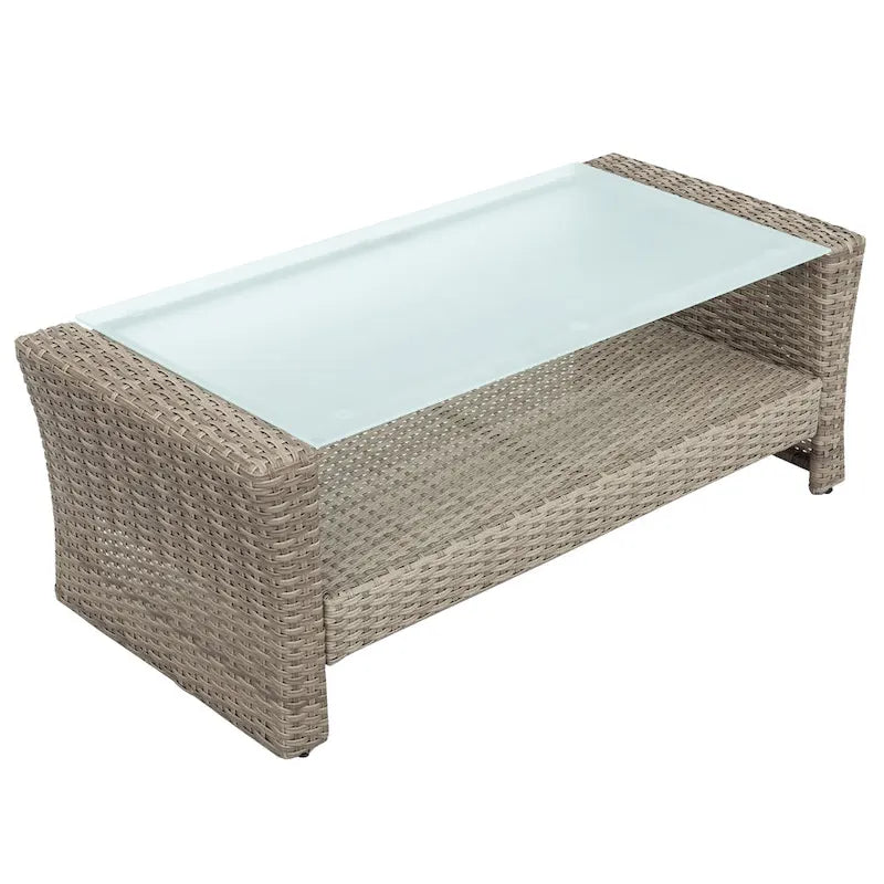 Ensemble de canapé en rotin tressé d'extérieur avec table basse et sièges de patio
