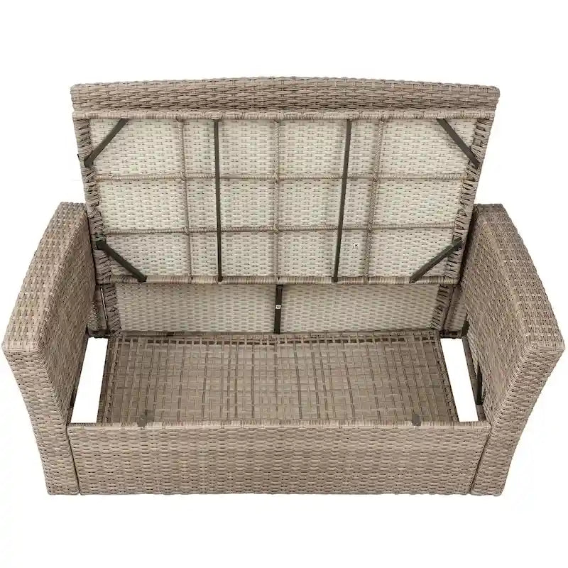 Ensemble de canapé en rotin tressé d'extérieur avec table basse et sièges de patio