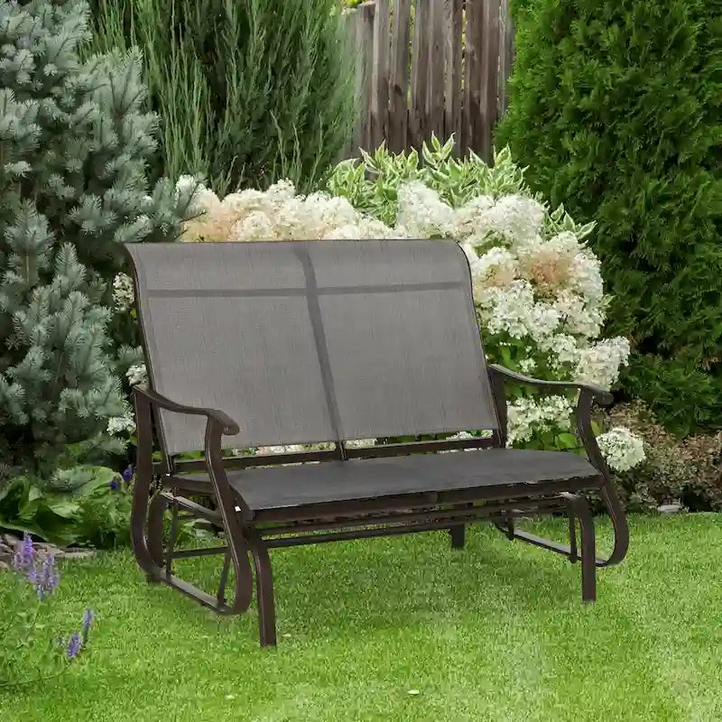 Banc à bascule de terrasse d'extérieur avec cadre en acier thermolaqué