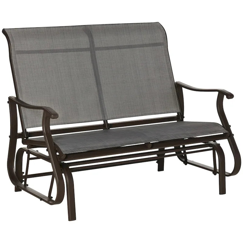 Banc à bascule de terrasse d'extérieur avec cadre en acier thermolaqué