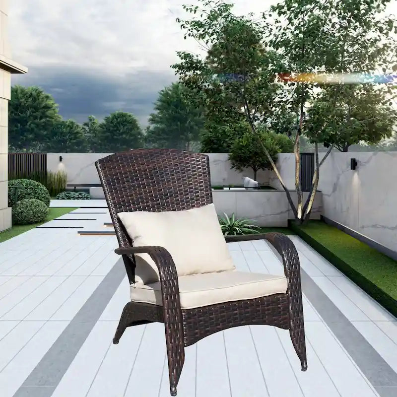 Chaise de patio avec coussins (coussin beige)
