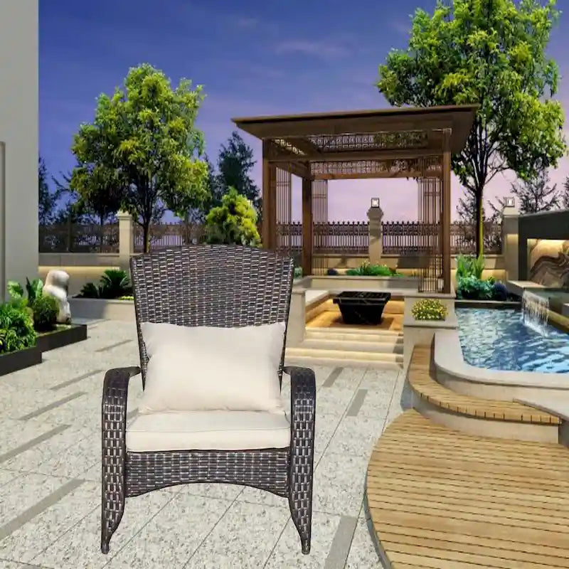 Chaise de patio avec coussins (coussin beige)