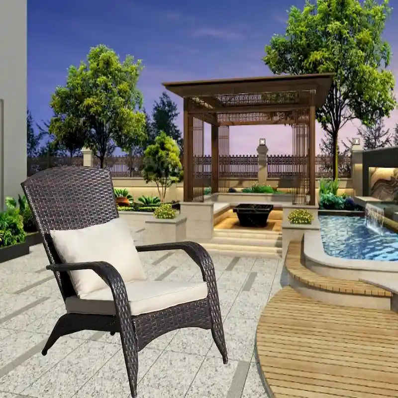 Chaise de patio avec coussins (coussin beige)