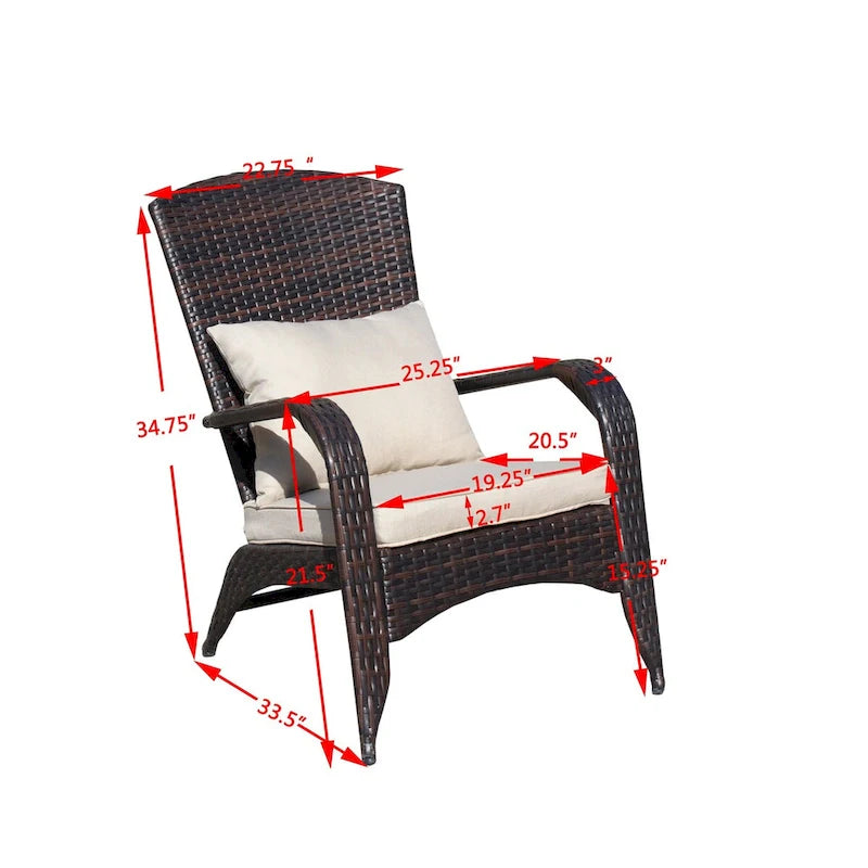 Chaise de patio avec coussins (coussin beige)