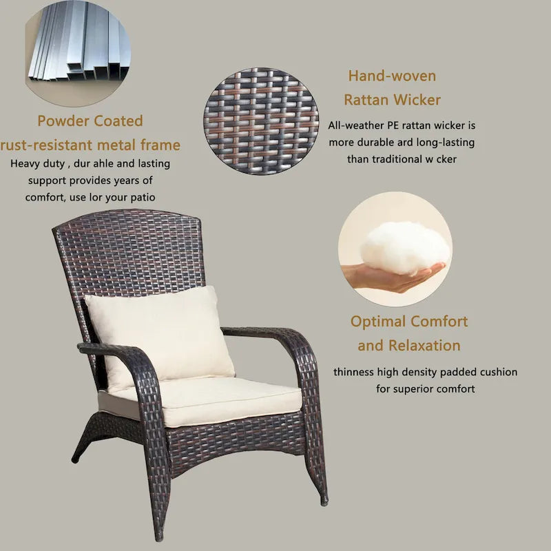Chaise de patio avec coussins (coussin beige)