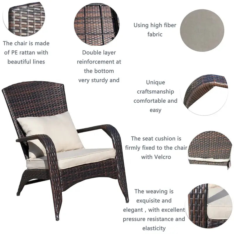Chaise de patio avec coussins (coussin beige)