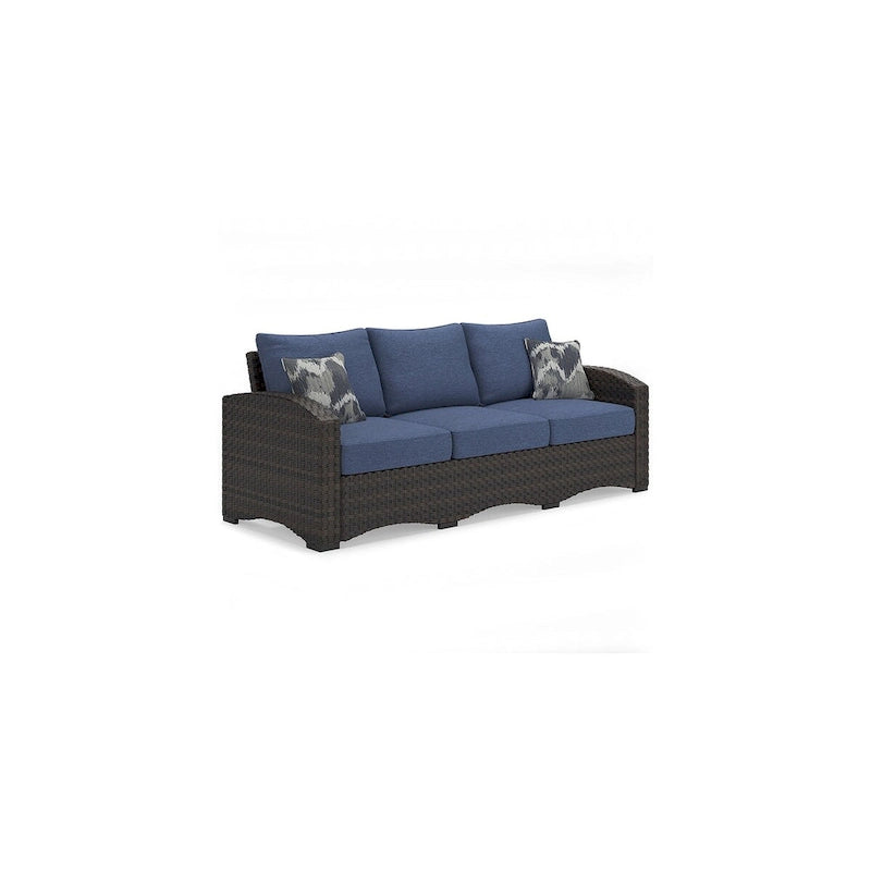 Signature Design by Ashley Canapé d'extérieur Windglow bleu/marron avec coussin – 80,38 L x 31 P x 36 H