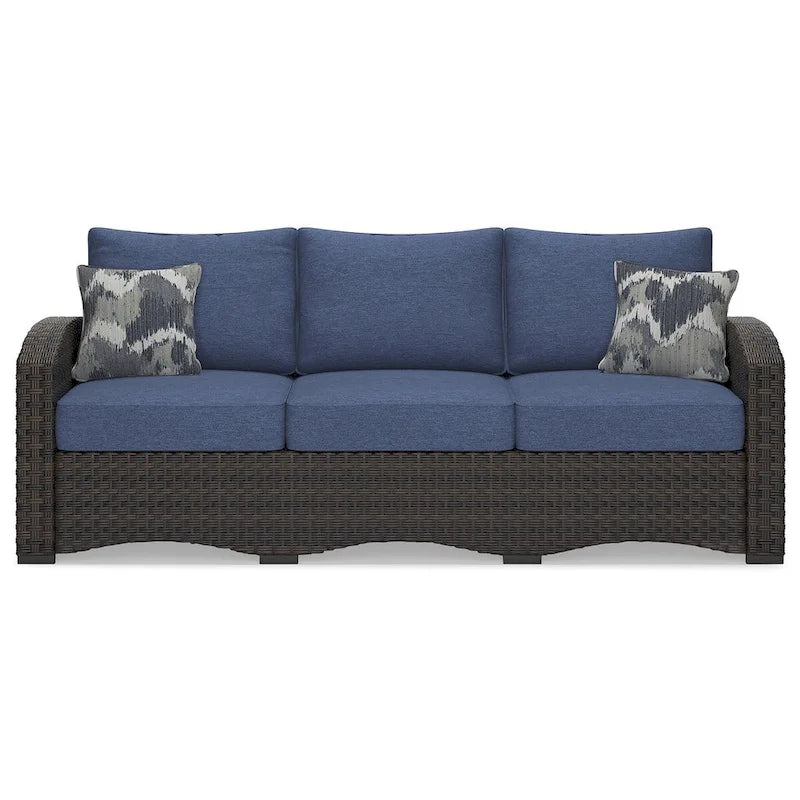Signature Design by Ashley Canapé d'extérieur Windglow bleu/marron avec coussin – 80,38 L x 31 P x 36 H