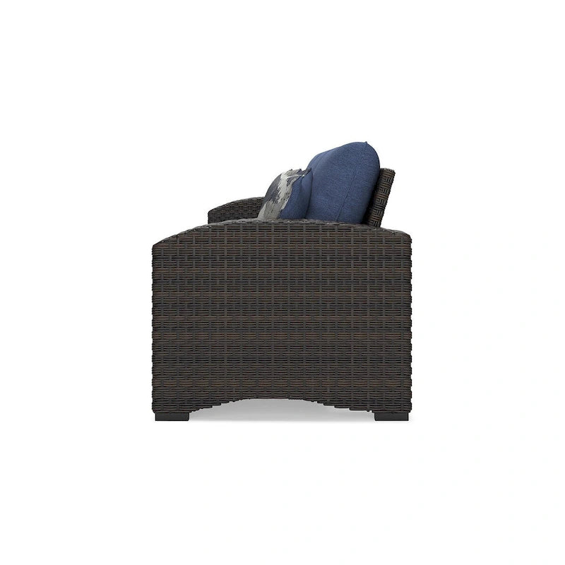 Signature Design by Ashley Canapé d'extérieur Windglow bleu/marron avec coussin – 80,38 L x 31 P x 36 H