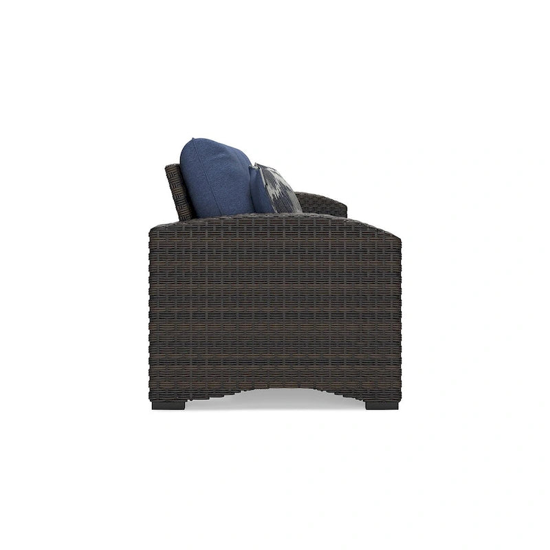 Signature Design by Ashley Canapé d'extérieur Windglow bleu/marron avec coussin – 80,38 L x 31 P x 36 H