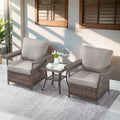Chaises de patio Gymojoy 3 pièces avec table basse - Marron