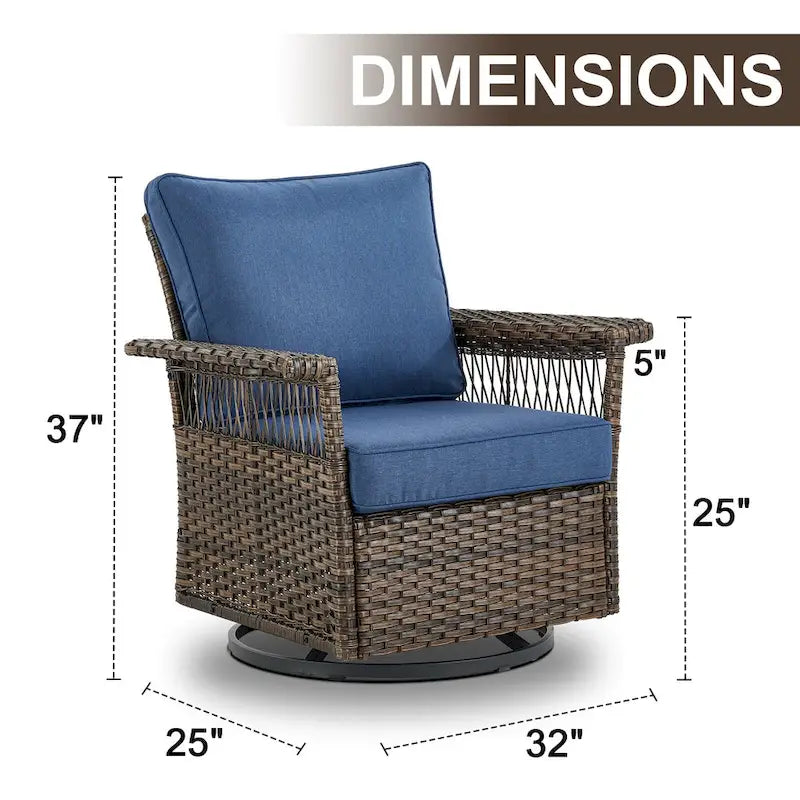 Chaises de patio Gymojoy 3 pièces avec table basse - Marron