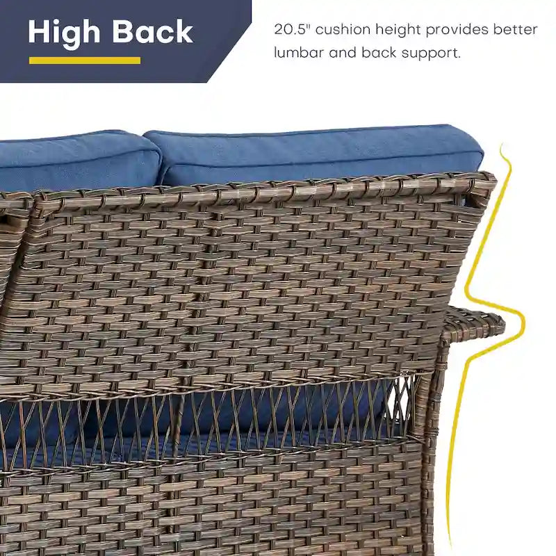 Chaises de patio Gymojoy 3 pièces avec table basse - Marron