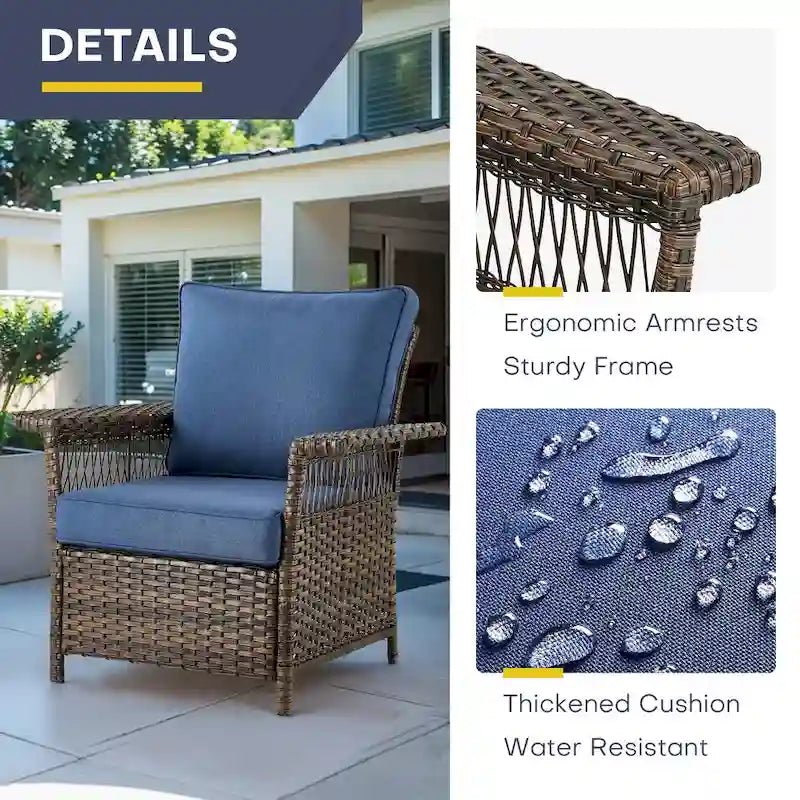 Chaises de patio Gymojoy 3 pièces avec table basse - Marron