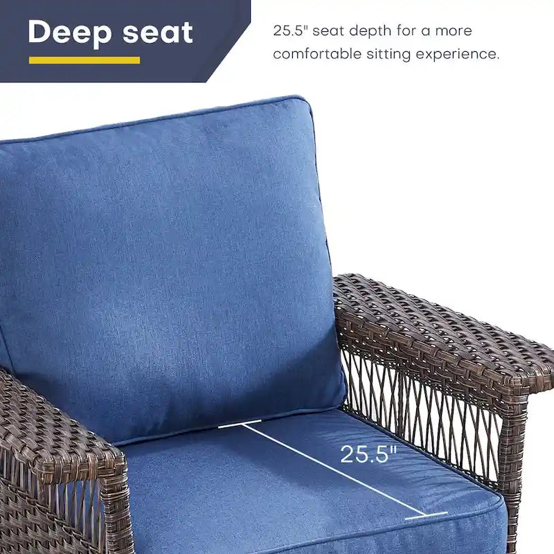 Chaises de patio Gymojoy 3 pièces avec table basse - Marron
