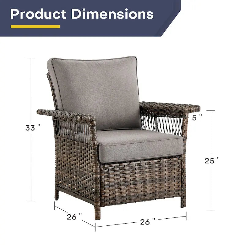 Chaises de patio Gymojoy 3 pièces avec table basse - Marron