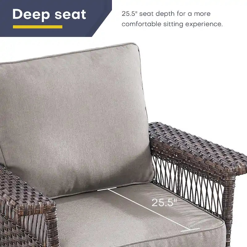 Chaises de patio Gymojoy 3 pièces avec table basse - Marron