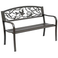 Banc de jardin Outsunny 50, banc de terrasse extérieur avec motif animalier, banc en métal en acier moulé