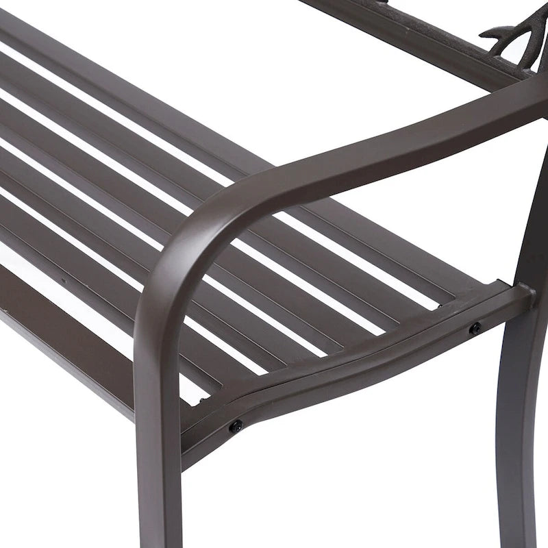 Banc de jardin Outsunny 50, banc de terrasse extérieur avec motif animalier, banc en métal en acier moulé