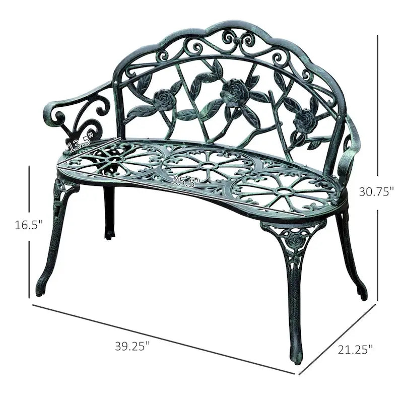 Outsunny Banc d'extérieur en aluminium moulé Meubles d'extérieur - Comme sur la photo