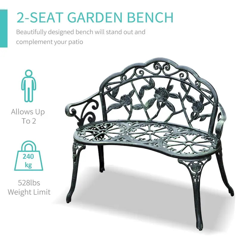 Outsunny Banc d'extérieur en aluminium moulé Meubles d'extérieur - Comme sur la photo