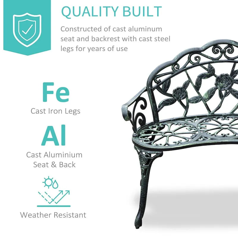 Outsunny Banc d'extérieur en aluminium moulé Meubles d'extérieur - Comme sur la photo