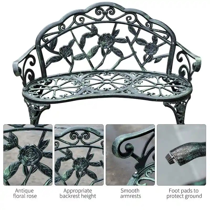 Outsunny Banc d'extérieur en aluminium moulé Meubles d'extérieur - Comme sur la photo