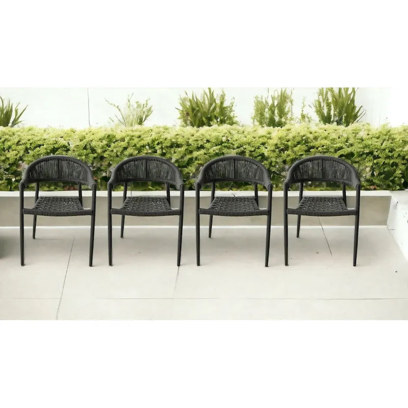 Lot de quatre fauteuils d'extérieur en aluminium gris de 22 po