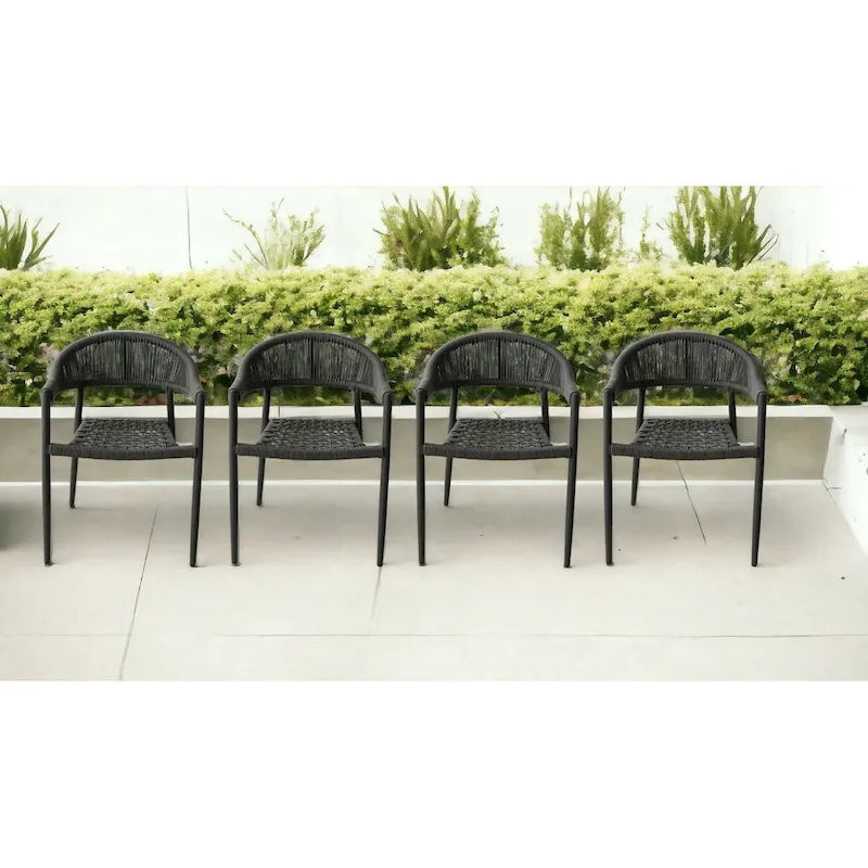 Set of Four 22 Gray Aluminum Outdoor Arm Chair