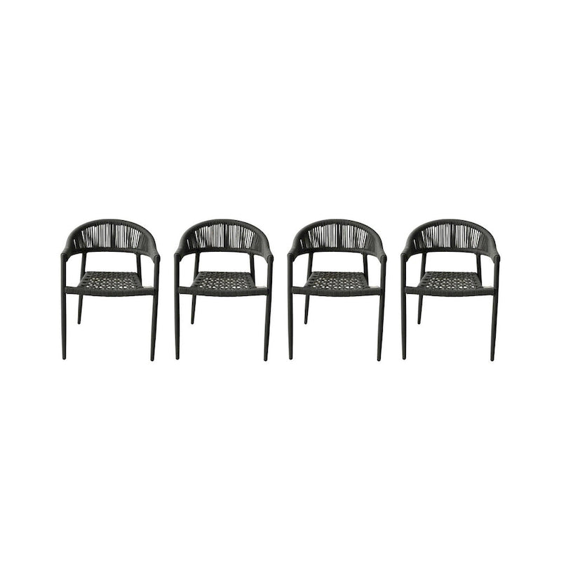 Lot de quatre fauteuils d'extérieur en aluminium gris de 22 po