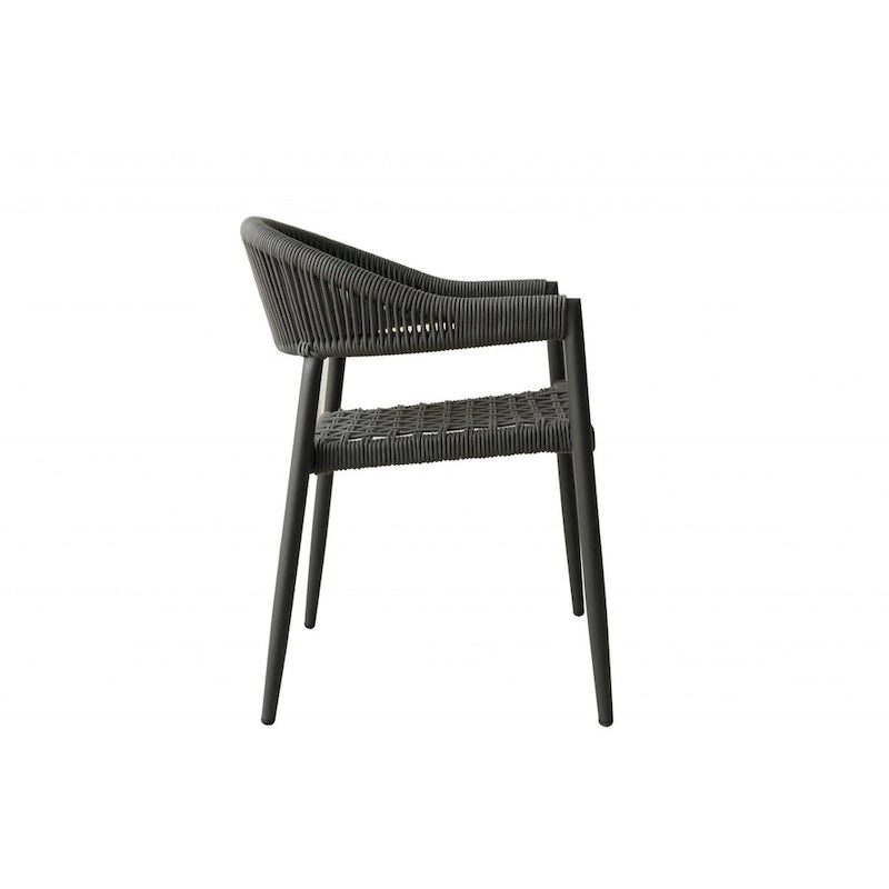 Lot de quatre fauteuils d'extérieur en aluminium gris de 22 po