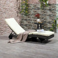 Outdoor Wicker Chaise Lounge Pool Chair w/ 5-Level Adjustable Backrest