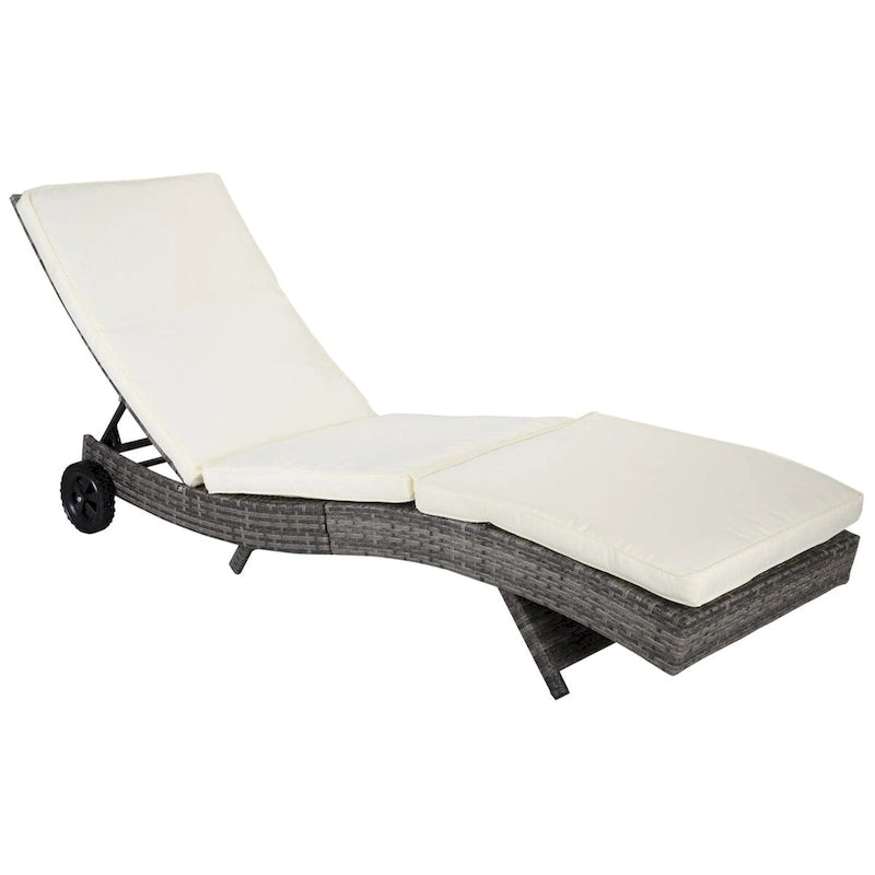 Chaise longue de piscine en osier d'extérieur avec dossier réglable sur 5 niveaux