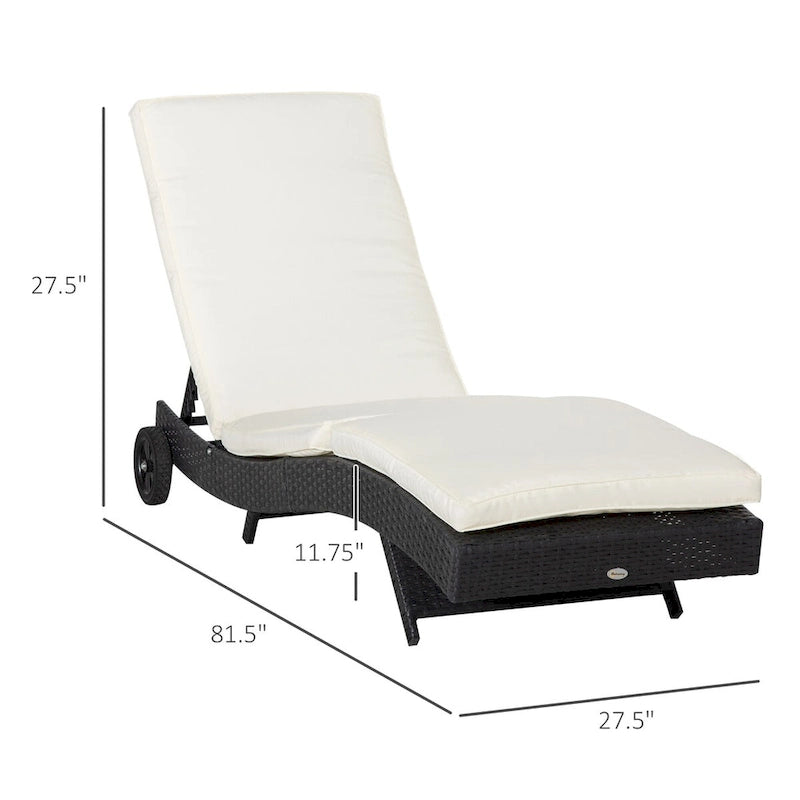 Chaise longue de piscine en osier d'extérieur avec dossier réglable sur 5 niveaux