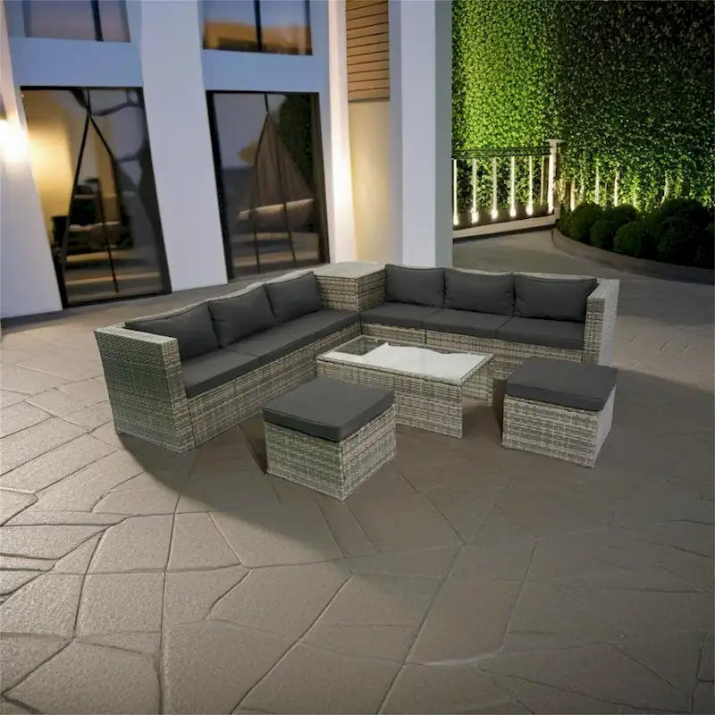 8 Piece Patio Sectional Wicker Rattan Outdoor