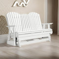 Sami 67 Inch Outdoor Adirondack Glider Loveseat, Dropdown Cupholders, White
