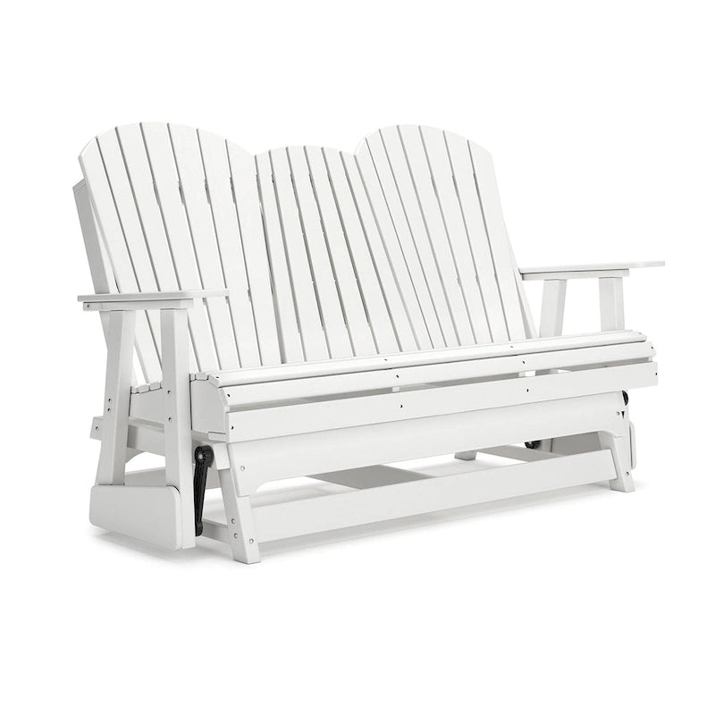 Causeuse planeur Adirondack d'extérieur Sami de 67 pouces, porte-gobelets rabattables, blanche