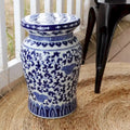 Euro Ceramica Blue Garden Porcelain Decorative Lotus Podium Stool