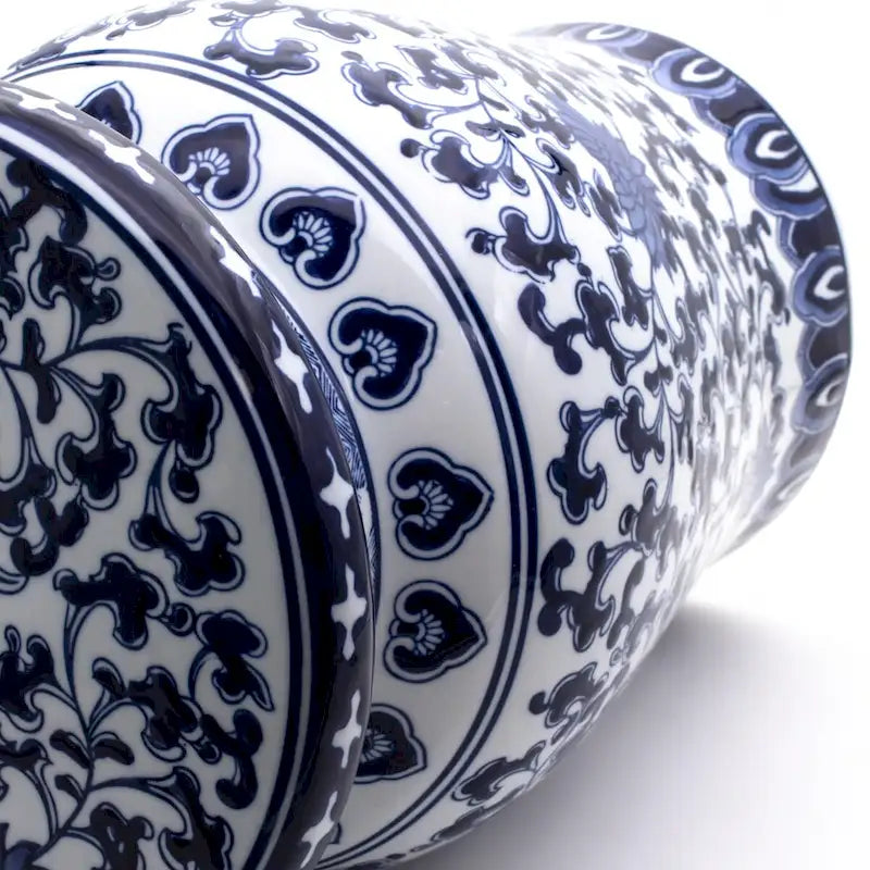 Euro Ceramica Blue Garden Tabouret Podium Décoratif Lotus en Porcelaine