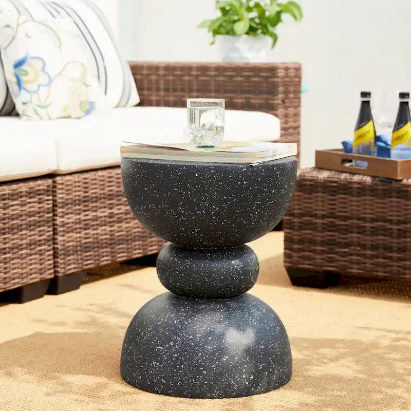 Glitzhome Tabouret de jardin multifonctionnel en OGM de 17 po, table d'extérieur