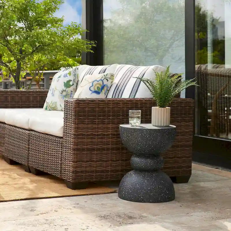 Glitzhome Tabouret de jardin multifonctionnel en OGM de 17 po, table d'extérieur