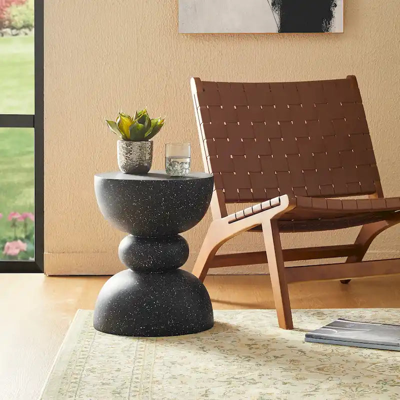 Glitzhome Tabouret de jardin multifonctionnel en OGM de 17 po, table d'extérieur
