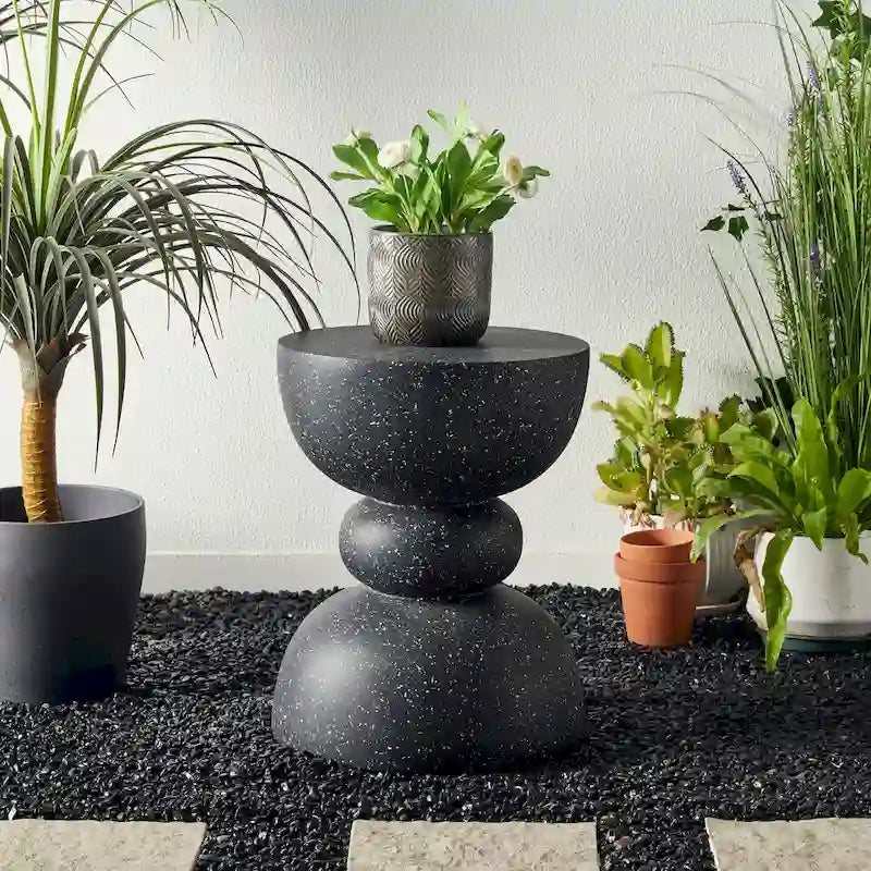 Glitzhome Tabouret de jardin multifonctionnel en OGM de 17 po, table d'extérieur