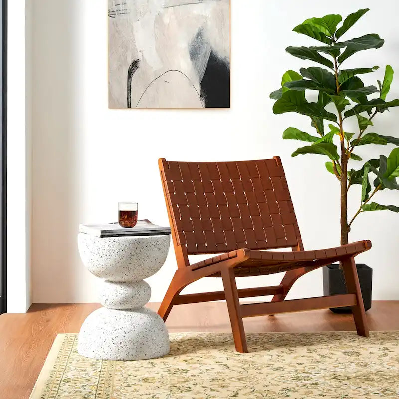 Glitzhome Tabouret de jardin multifonctionnel en OGM de 17 po, table d'extérieur