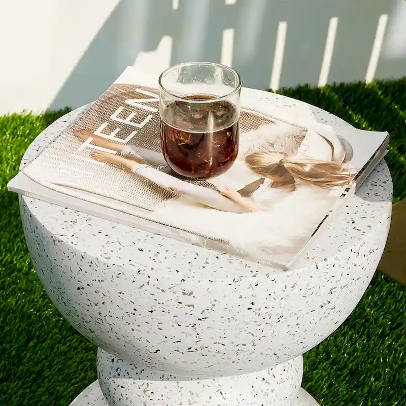 Glitzhome Tabouret de jardin multifonctionnel en OGM de 17 po, table d'extérieur