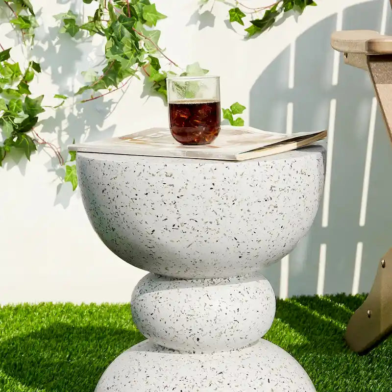 Glitzhome Tabouret de jardin multifonctionnel en OGM de 17 po, table d'extérieur