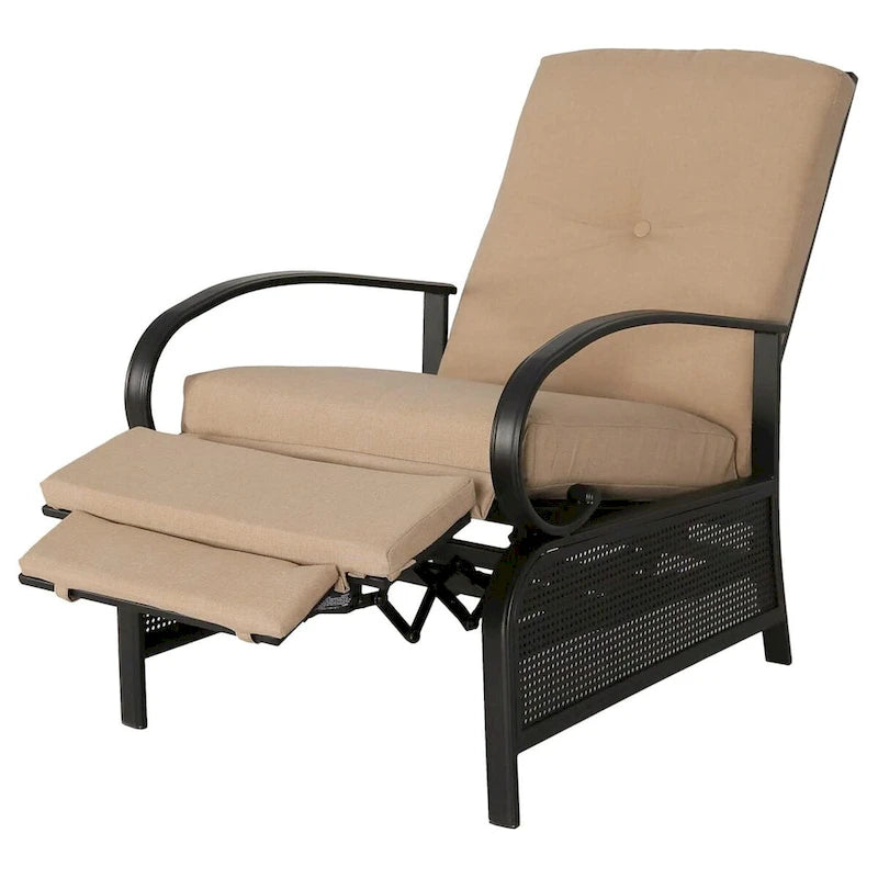 Chaise longue de patio réglable avec coussin