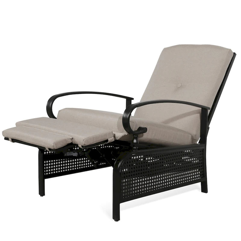 Chaise longue de patio réglable avec coussin