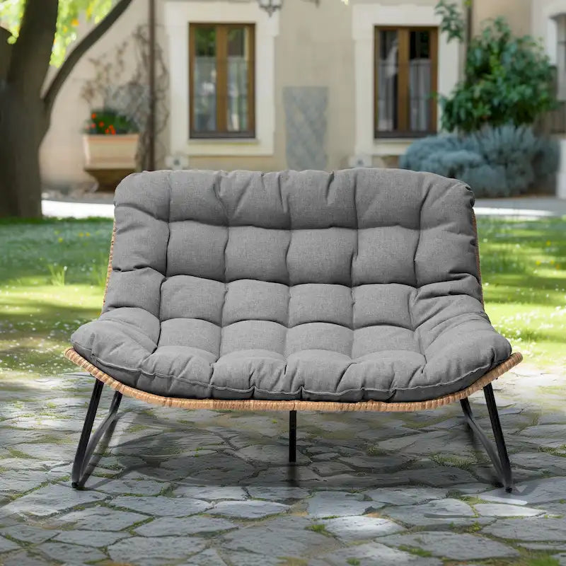 VredHom Double Papasan fauteuil deux places avec coussin pour l'intérieur et l'extérieur